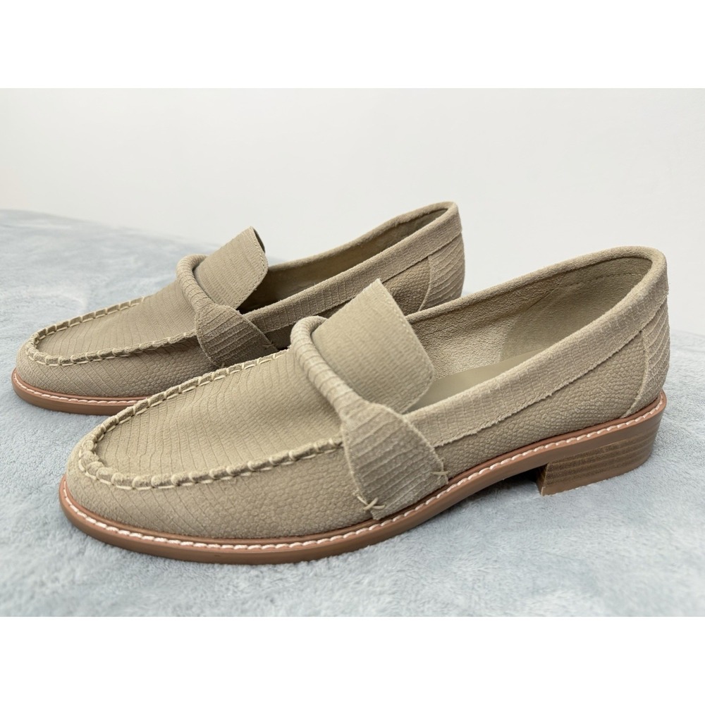 Free People Bedford Loafers Women 9.5 Beige Oiled Silt Suede Moccasin Flats $128